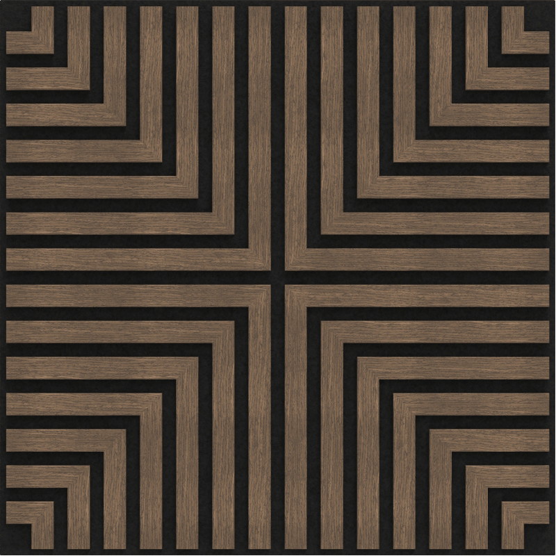 Mexen Linea 02 panneau mural acoustique 60 x 60 cm (4 pièces), feutre 9 mm, placage technique, Noyer Foncé - S110-60607-02-044