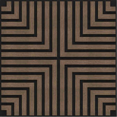 Mexen Linea 02 akustična stenska plošča 60 x 60 cm (4 kosi), filc 9 mm, tehnični furnir, Temni Oreh - S110-60607-02-044