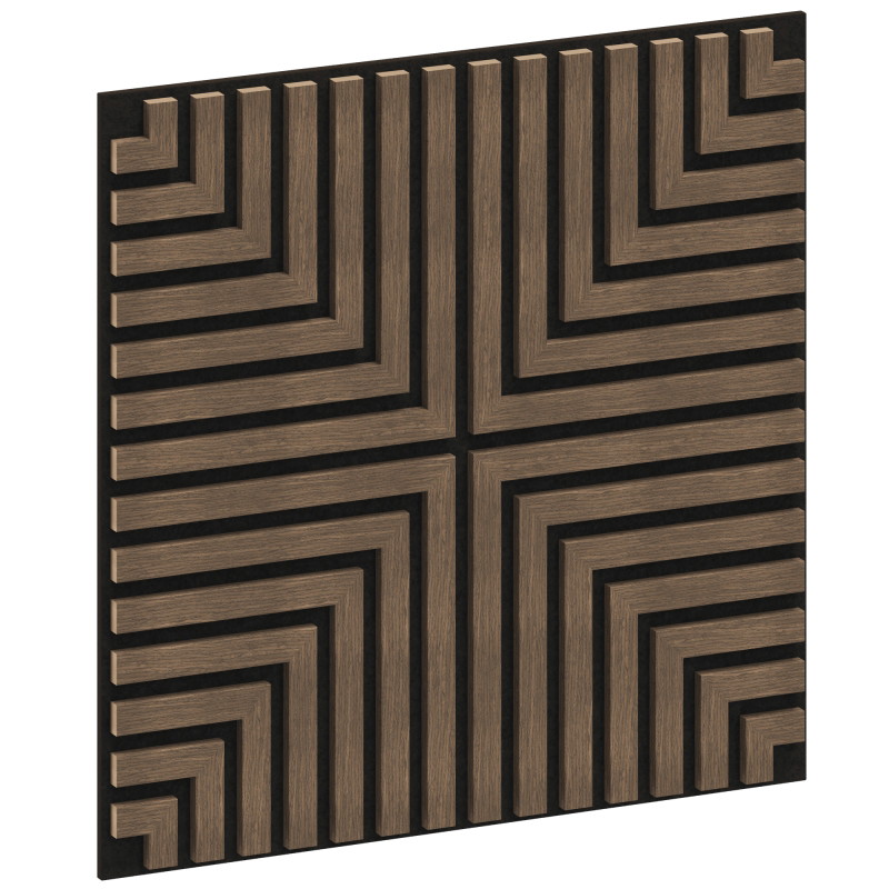 Mexen Linea 02 akustična stenska plošča 60 x 60 cm (4 kosi), filc 9 mm, tehnični furnir, Temni Oreh - S110-60607-02-044