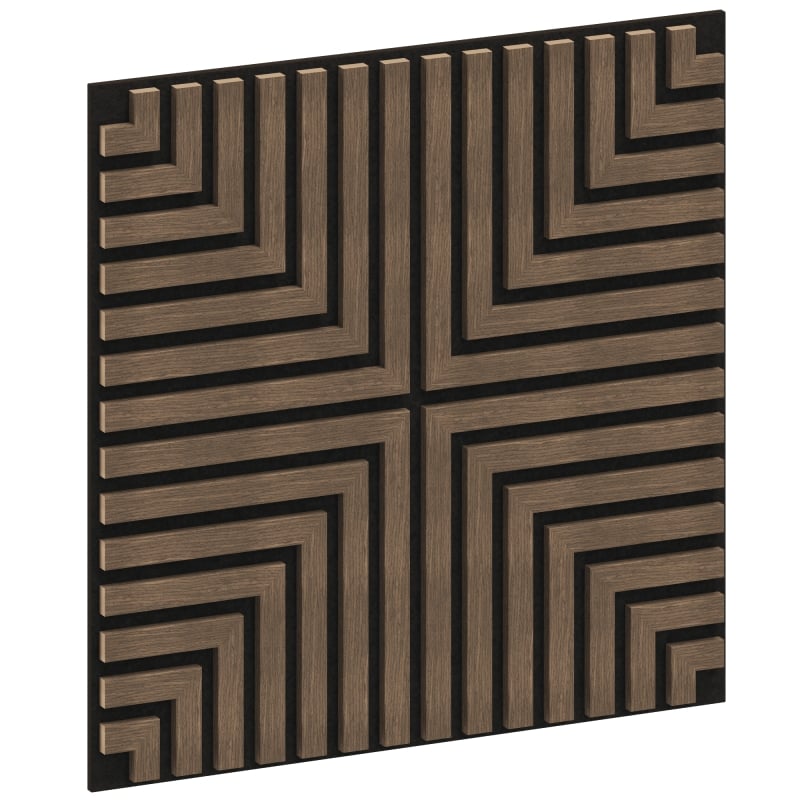 Mexen Linea 02 painel de parede acústico 60 x 60 cm (4 unidades), feltro 9 mm, folha técnica, Noz Escuro - S110-60607-02-044