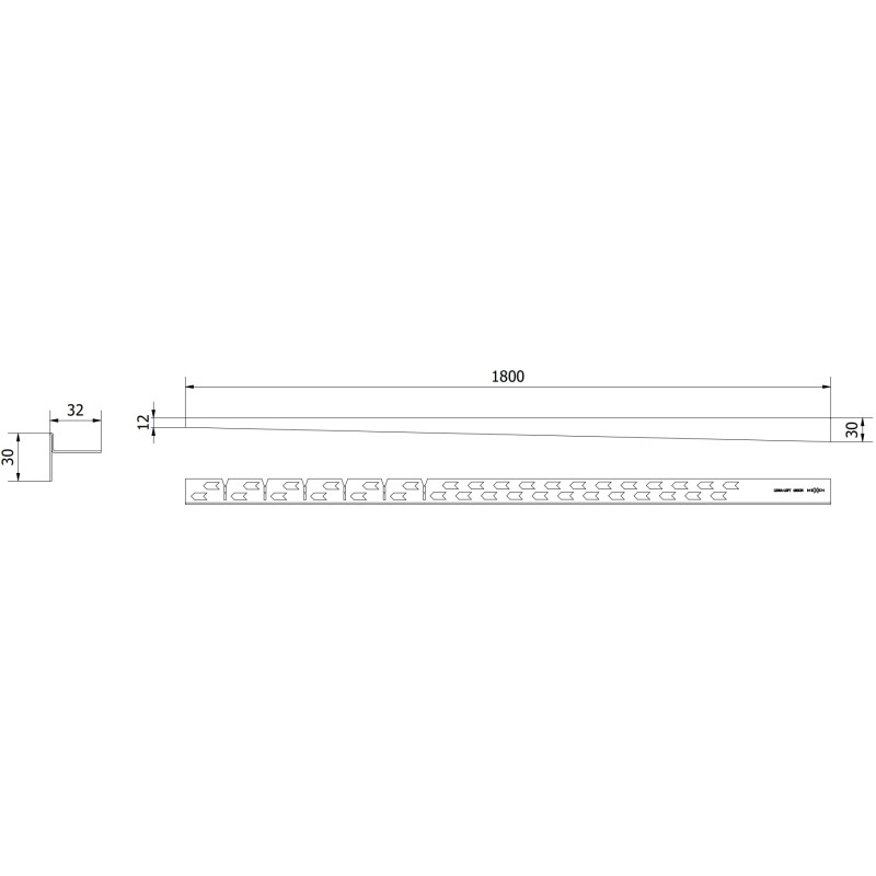 Mexen Line-B listwa spadkowa podłogowa 180 cm lewa, miedź szczotkowana - 186501180L