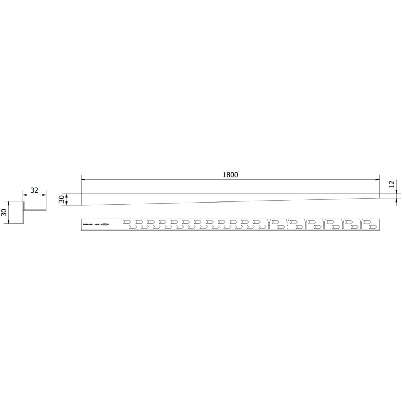 Mexen Line-B rodapé em declive para chão 180 cm direito, cinza escovado - 186601180R