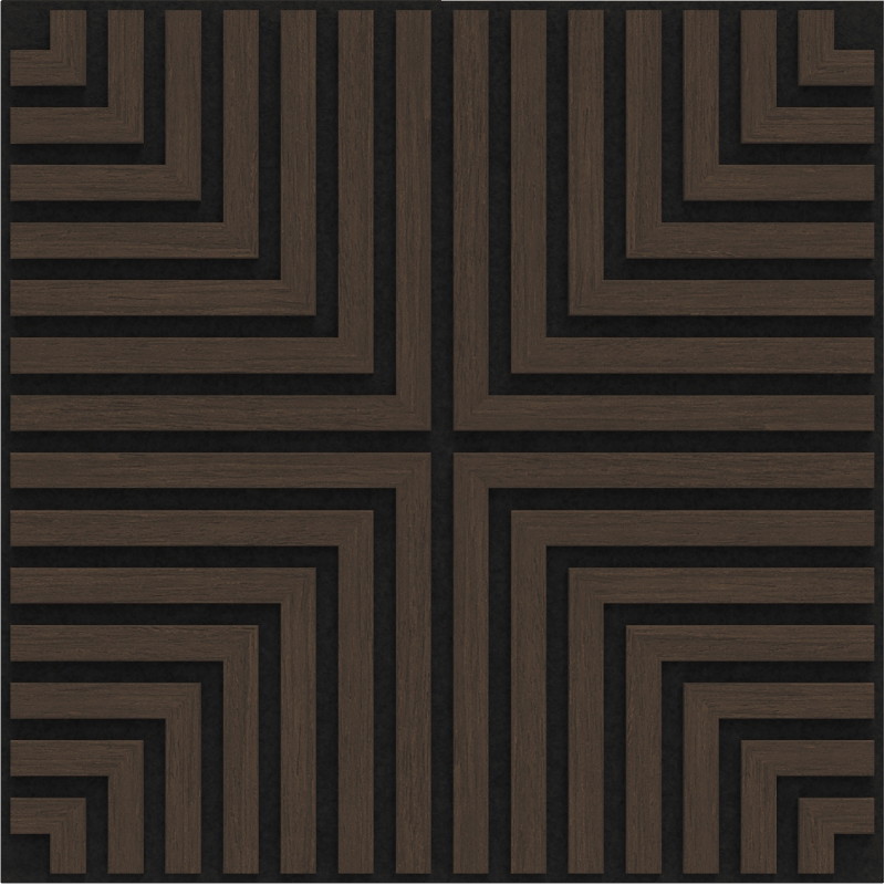 Mexen Linea 02 Akustik-Wandpaneel 60 x 60 cm (4 Stk.), Filz 9 mm, technisches Furnier, Mocca-Eiche - S110-60607-02-045