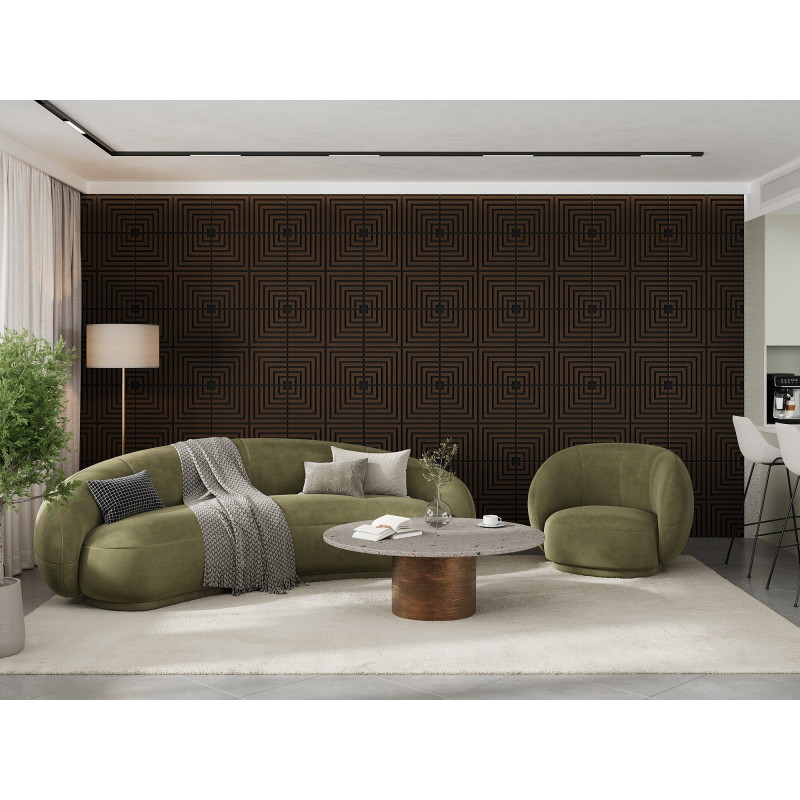 Mexen Linea 02 pannello a parete acustico 60 x 60 cm (4 pezzi), feltro 9 mm, impiallacciatura tecnica, Rovere Mocca