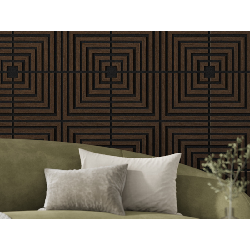 Mexen Linea 02 panel ścienny akustyczny 60 x 60 cm (4szt.), filc 9 mm, fornir techniczny, Dąb Mocca - S110-60607-02-045