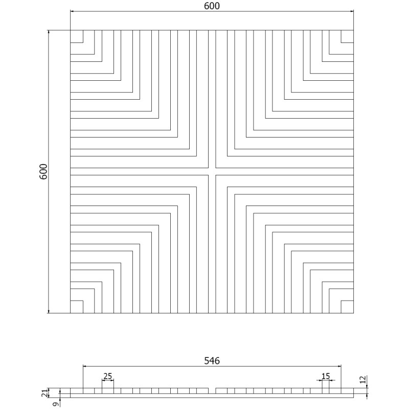 Mexen Linea 02 akustisk väggpanel 60 x 60 cm (4 st.), filt 9 mm, teknisk fanér, Mocca Ek - S110-60607-02-045
