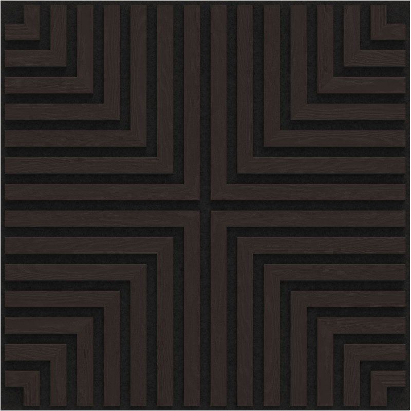 Mexen Linea 02 panneau mural acoustique 60 x 60 cm (4 pièces), feutre 9 mm, placage technique, Chêne Noir - S110-60607-02-046