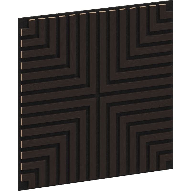 Mexen Linea 02 painel de parede acústico 60 x 60 cm (4 peças), feltro 9 mm, folha técnica, Carvalho Preto - S110-60607-02-046