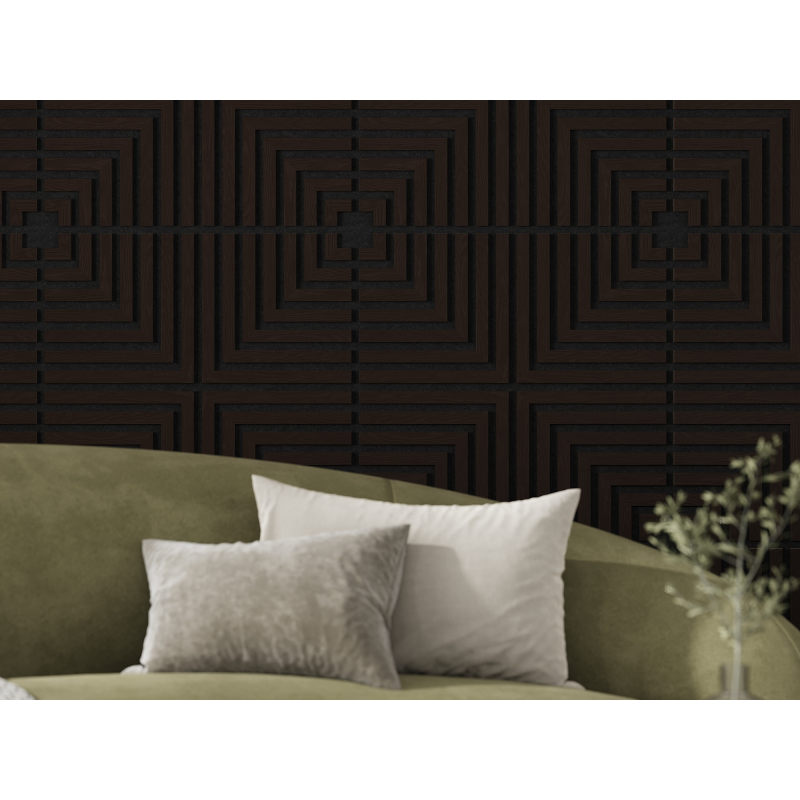 Mexen Linea 02 panel ścienny akustyczny 60 x 60 cm (4szt.), filc 9 mm, fornir techniczny, Czarny Dąb - S110-60607-02-046