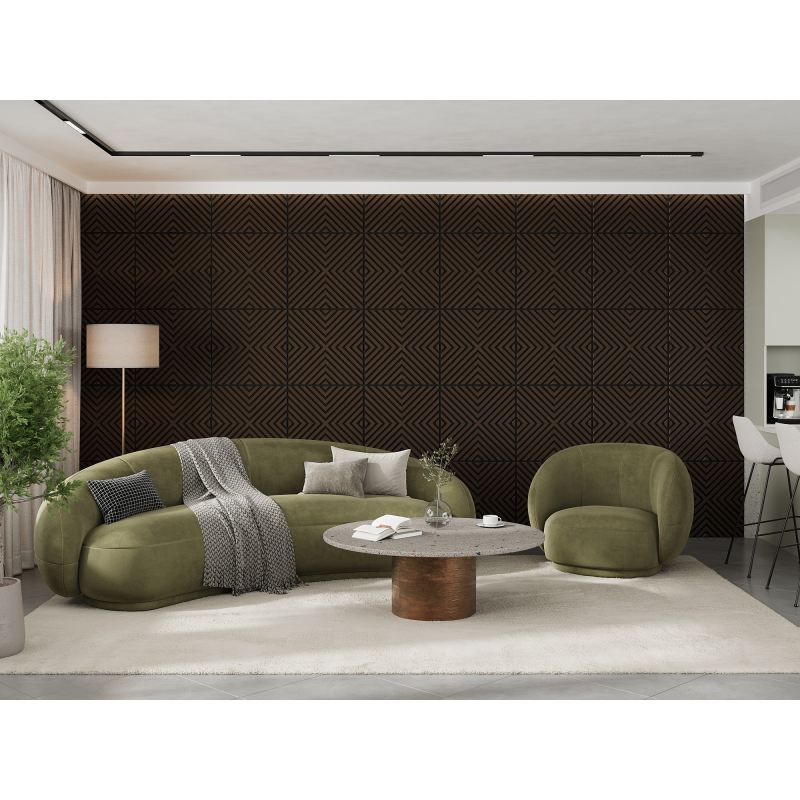 Mexen Linea 01 panel ścienny akustyczny 60 x 60 cm (4szt.), filc 9 mm, fornir techniczny, Dąb Mocca - S110-60607-01-045