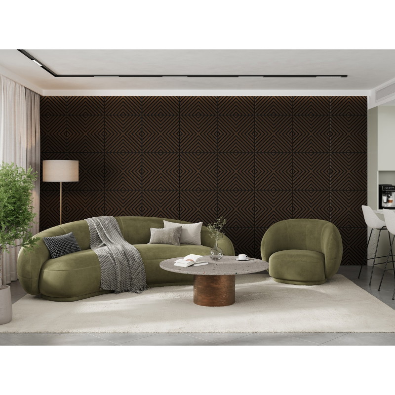Mexen Linea 01 pannello acustico da parete 60 x 60 cm (4 pezzi), feltro 9 mm, impiallacciatura tecnica, Rovere Mocca