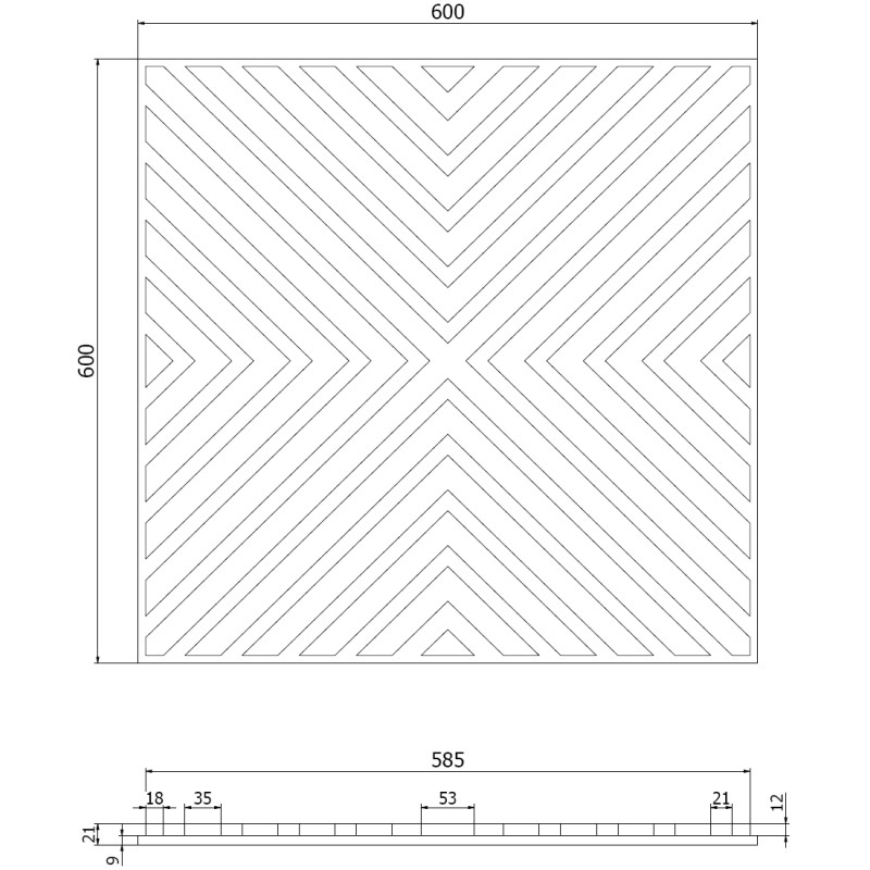 Mexen Linea 01 akustiskais sienas panelis 60 x 60 cm (4 gab.), filcs 9 mm, tehniska finieris, Melns Ozols - S110-60607-01-046