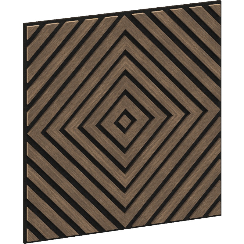 Mexen Linea 03 panel de pared acústico 60 x 60 cm (4 uds.), fieltro 9 mm, chapa técnica, Nogal Oscuro - S110-60607-03-044