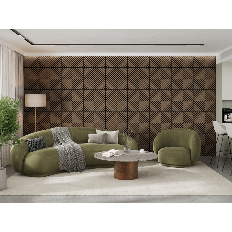Mexen Linea 03 panel ścienny akustyczny 60 x 60 cm (4szt.), filc 9 mm, fornir techniczny, Ciemny Orzech - S110-60607-03-044