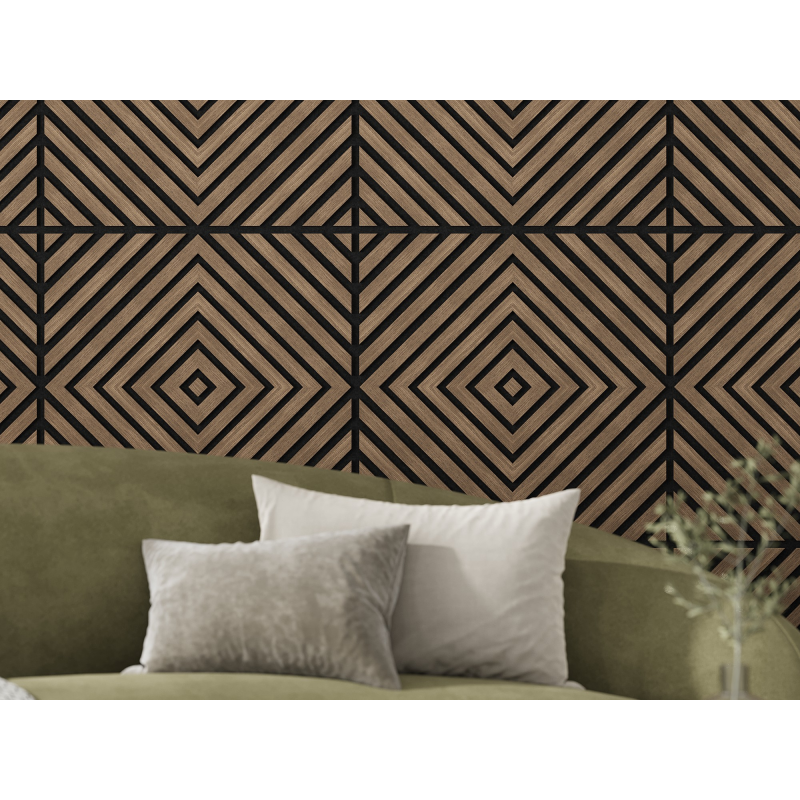 Mexen Linea 03 panel ścienny akustyczny 60 x 60 cm (4szt.), filc 9 mm, fornir techniczny, Ciemny Orzech - S110-60607-03-044