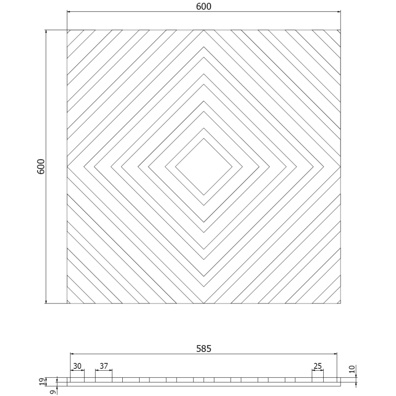 Mexen Linea 03 panel ścienny akustyczny 60 x 60 cm (4szt.), filc 9 mm, fornir techniczny, Ciemny Orzech - S110-60607-03-044