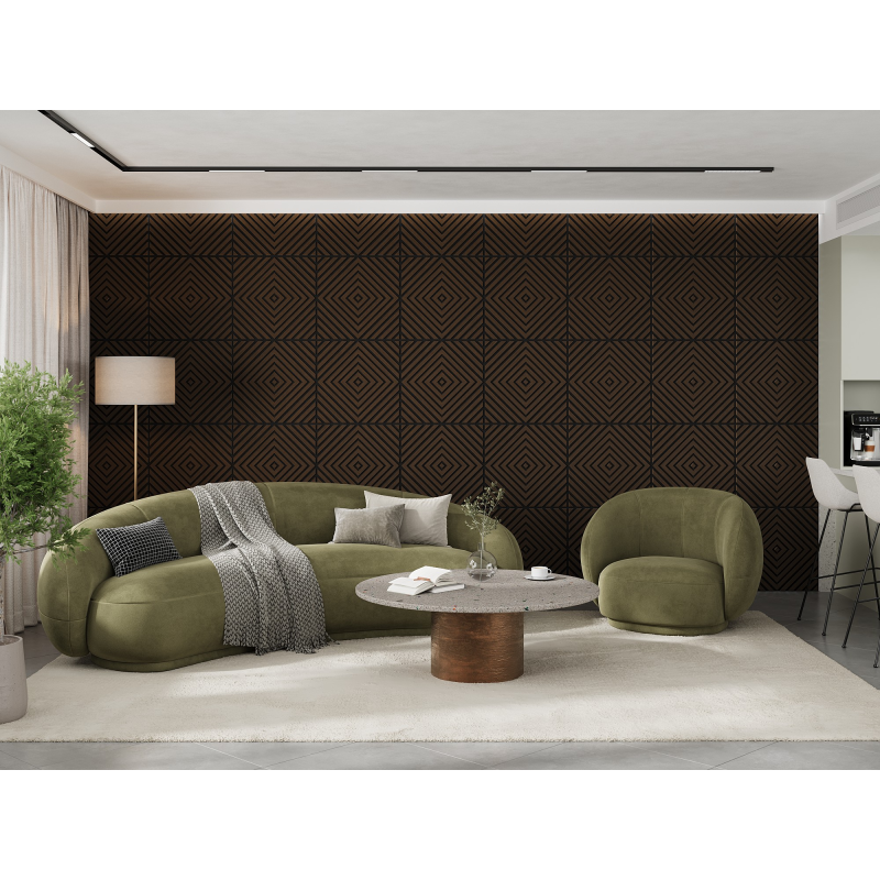 Mexen Linea 03 panel ścienny akustyczny 60 x 60 cm (4szt.), filc 9 mm, fornir techniczny, Dąb Mocca - S110-60607-03-045