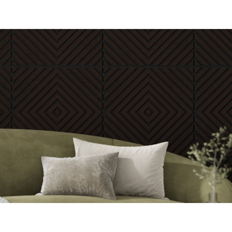 Mexen Linea 03 akoestisch muurpaneel 60 x 60 cm (4st.), vilt 9 mm, technisch fineer, Zwarte Eik - S110-60607-03-046