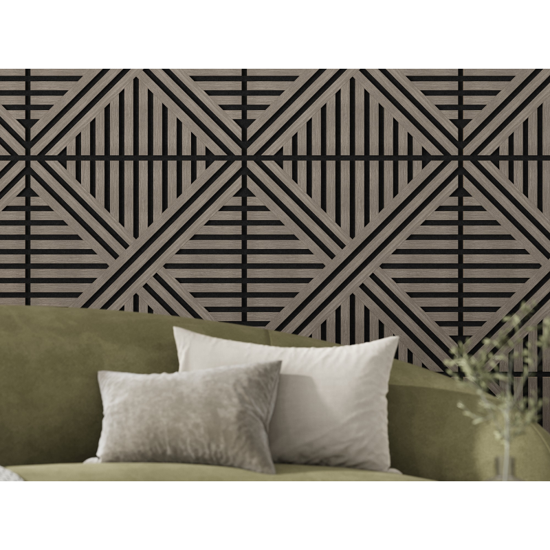 Mexen Linea 05 panel ścienny akustyczny 60 x 60 cm (4szt.), filc 9 mm, fornir techniczny, Szary Dąb - S110-60607-05-043