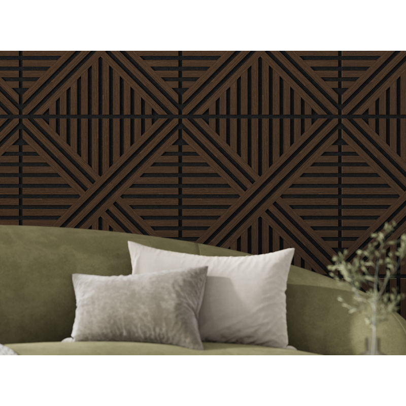 Mexen Linea 05 panel ścienny akustyczny 60 x 60 cm (4szt.), filc 9 mm, fornir techniczny, Dąb Mocca - S110-60607-05-045