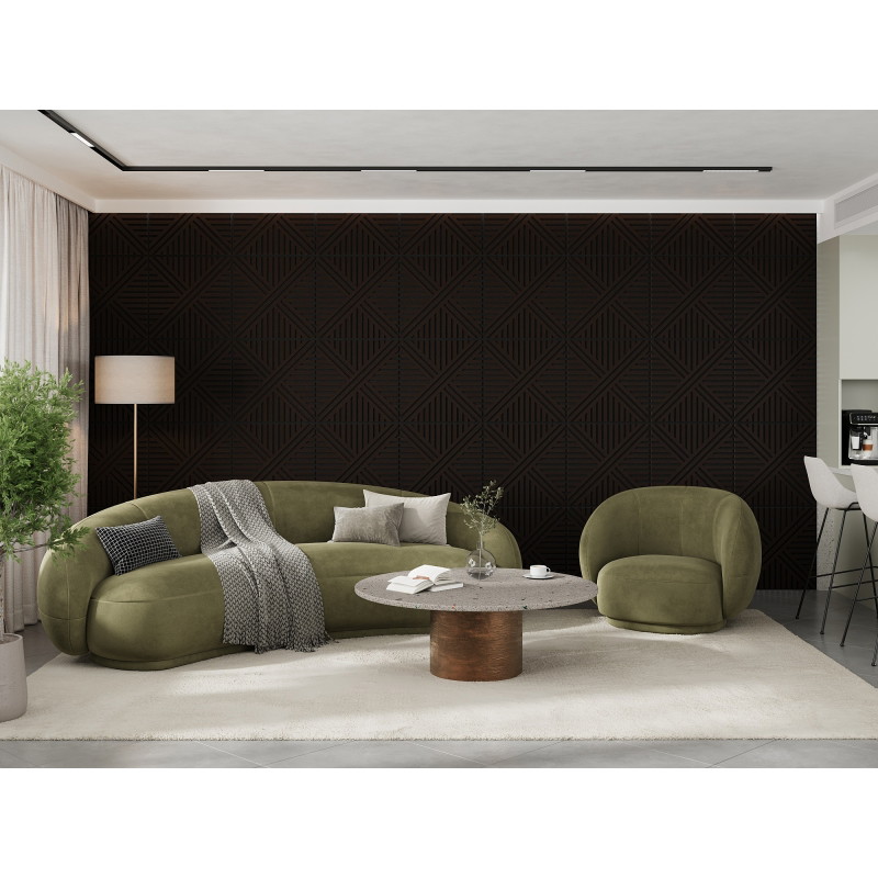 Mexen Linea 05 panneau mural acoustique 60 x 60 cm (4pcs), feutre 9 mm, placage technique, Chêne Noir - S110-60607-05-046