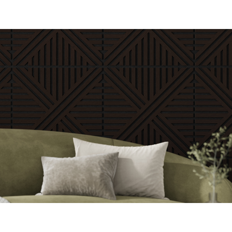 Mexen Linea 05 panel ścienny akustyczny 60 x 60 cm (4szt.), filc 9 mm, fornir techniczny, Czarny Dąb - S110-60607-05-046