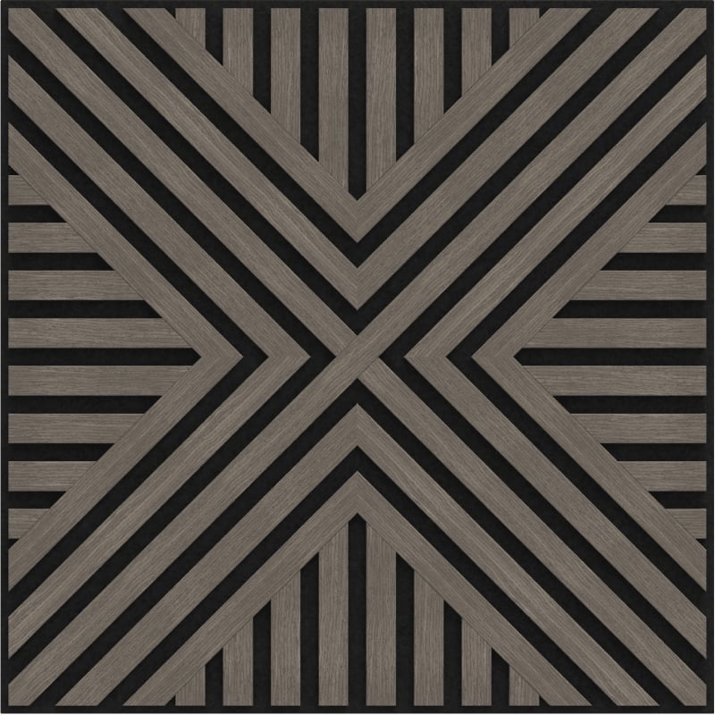 Mexen Linea 06 akustični stenski panel 60 x 60 cm (4 kosi), filc 9 mm, tehnični furnir, Sivi Hrast - S110-60607-06-043