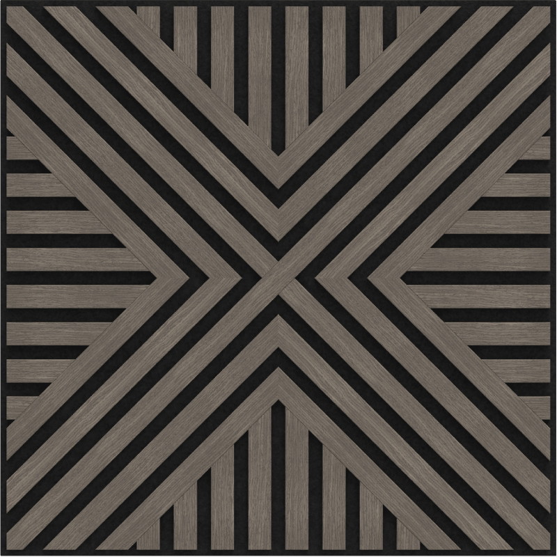 Mexen Linea 06 akustiskā sienas panelis 60 x 60 cm (4 gab.), filcs 9 mm, tehniskais finieris, Pelēks Ozols - S110-60607-06-043