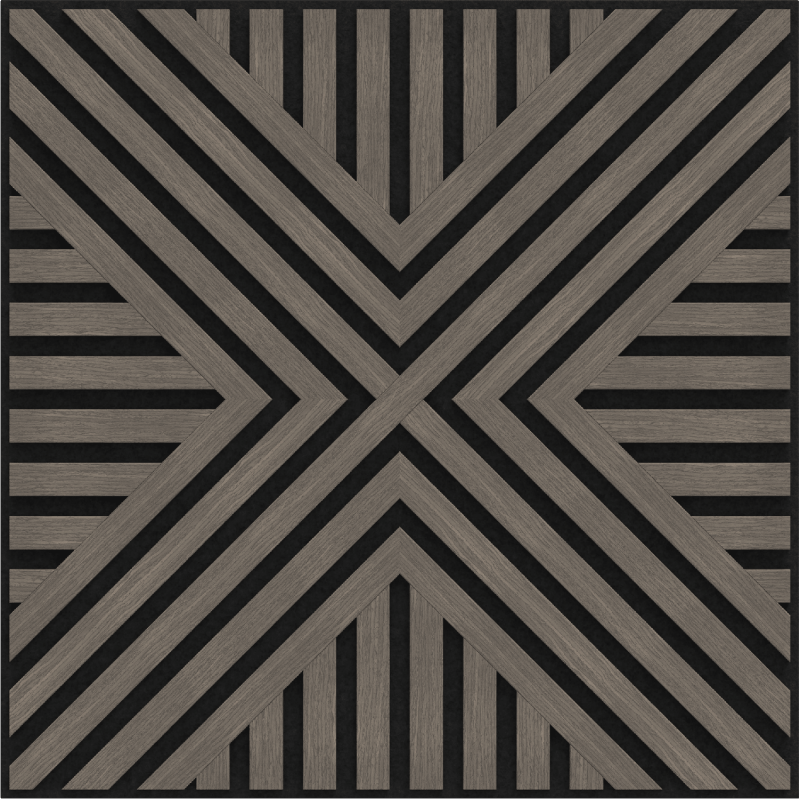 Mexen Linea 06 panel ścienny akustyczny 60 x 60 cm (4szt.), filc 9 mm, fornir techniczny, Szary Dąb - S110-60607-06-043
