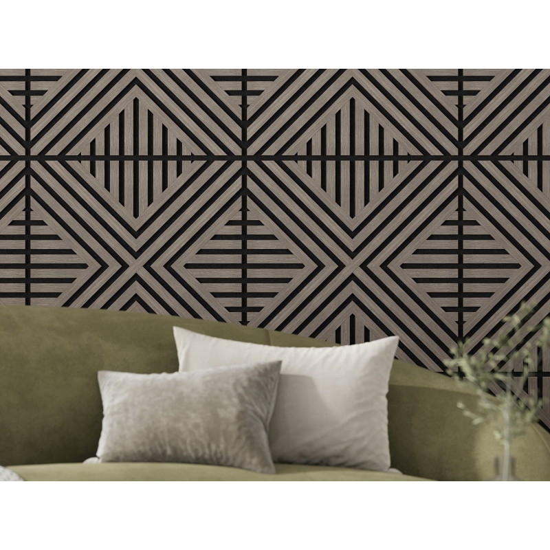 Mexen Linea 06 akustični stenski panel 60 x 60 cm (4 kosi), filc 9 mm, tehnični furnir, Sivi Hrast - S110-60607-06-043