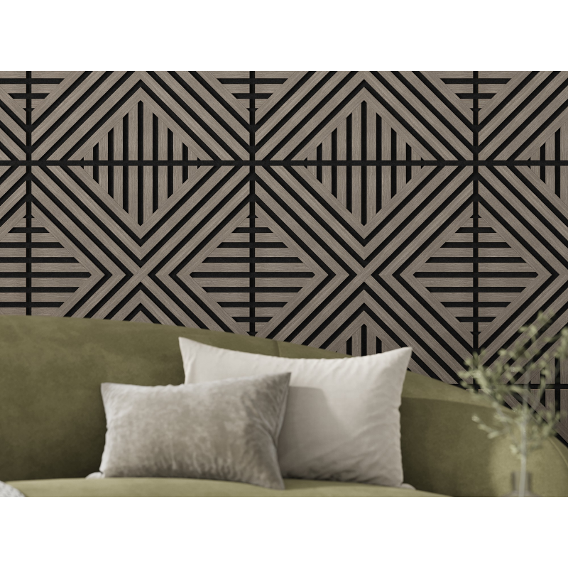 Mexen Linea 06 panel ścienny akustyczny 60 x 60 cm (4szt.), filc 9 mm, fornir techniczny, Szary Dąb - S110-60607-06-043