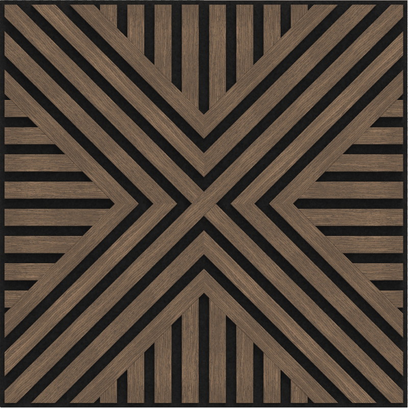 Mexen Linea 06 akoestisch wandpaneel 60 x 60 cm (4 stuks), vilt 9 mm, technisch fineer, Donkere Walnoot - S110-60607-06-044