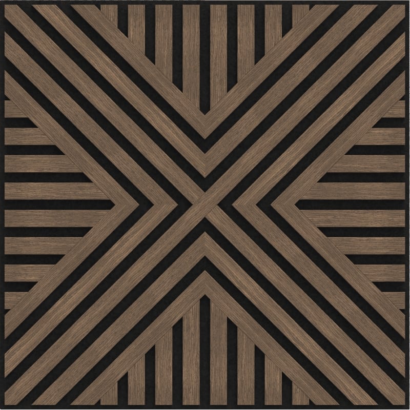 Mexen Linea 06 akustična stenska plošča 60 x 60 cm (4 kosi), filc 9 mm, tehnični furnir, Temni Oreh - S110-60607-06-044