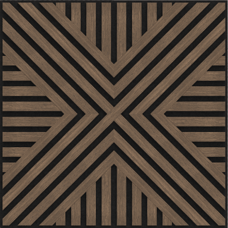 Mexen Linea 06 akustisk väggpanel 60 x 60 cm (4st), filt 9 mm, teknisk finér, Mörk Valnöt - S110-60607-06-044