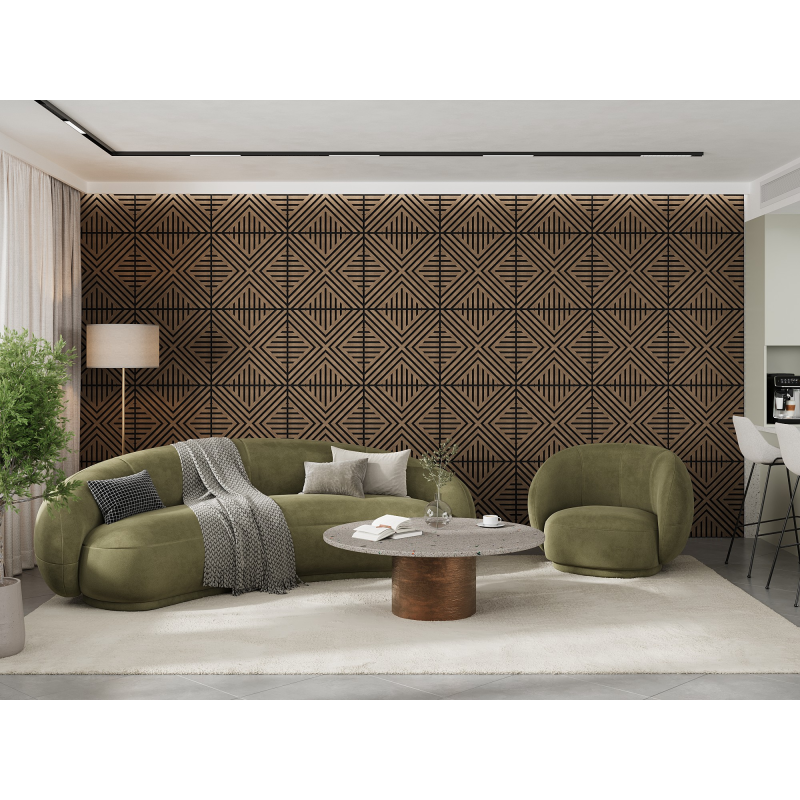 Mexen Linea 06 panel ścienny akustyczny 60 x 60 cm (4szt.), filc 9 mm, fornir techniczny, Ciemny Orzech - S110-60607-06-044