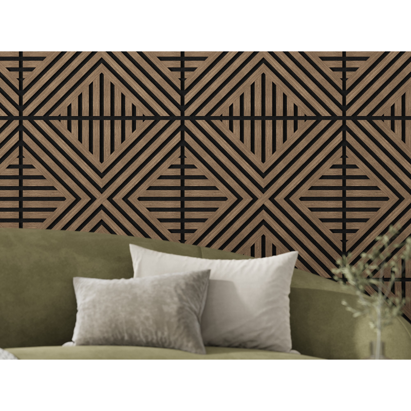 Mexen Linea 06 panel ścienny akustyczny 60 x 60 cm (4szt.), filc 9 mm, fornir techniczny, Ciemny Orzech - S110-60607-06-044