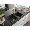 Mexen Tomas lavello in granito a 2 vasche con miscelatore cucina Rita, nero/oro metallizzato - 6516-75-670300-50
