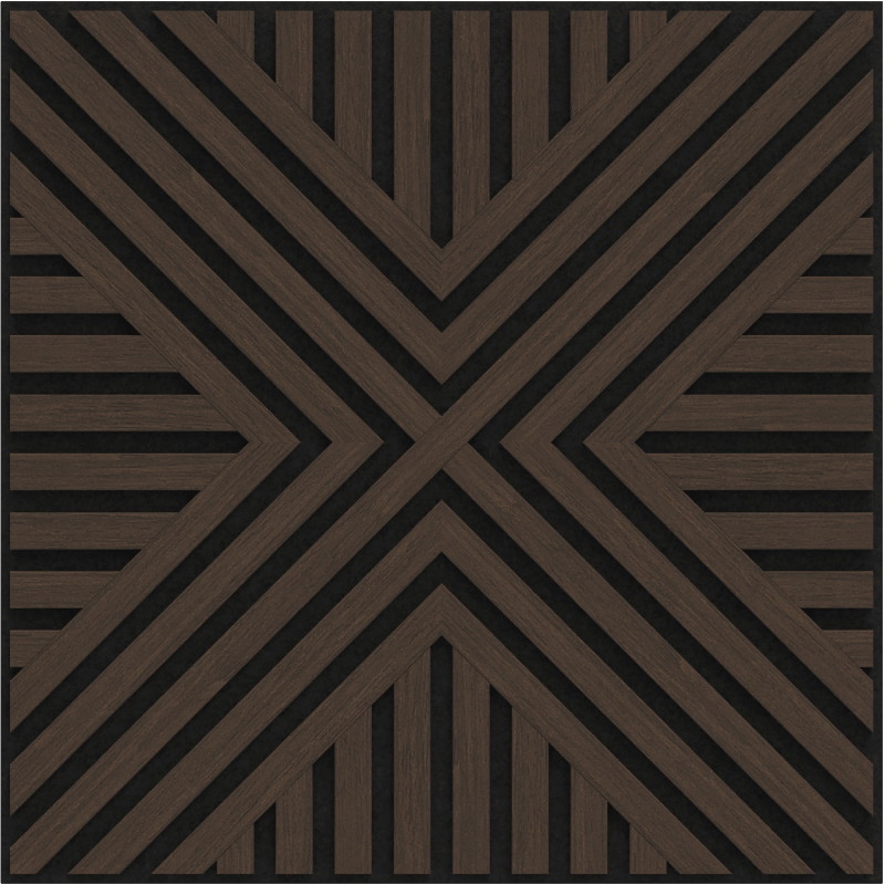 Mexen Linea 06 panneau mural acoustique 60 x 60 cm (4pcs), feutre 9 mm, placage technique, Chêne Mocca - S110-60607-06-045