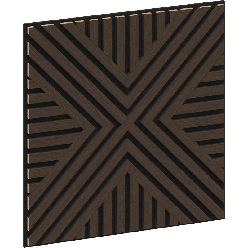 Mexen Linea 06 pannello a parete acustico 60 x 60 cm (4 pezzi), feltro 9 mm, impiallacciatura tecnica, Rovere Mocca