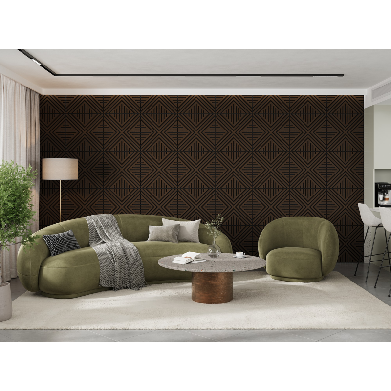 Mexen Linea 06 panel ścienny akustyczny 60 x 60 cm (4szt.), filc 9 mm, fornir techniczny, Dąb Mocca - S110-60607-06-045