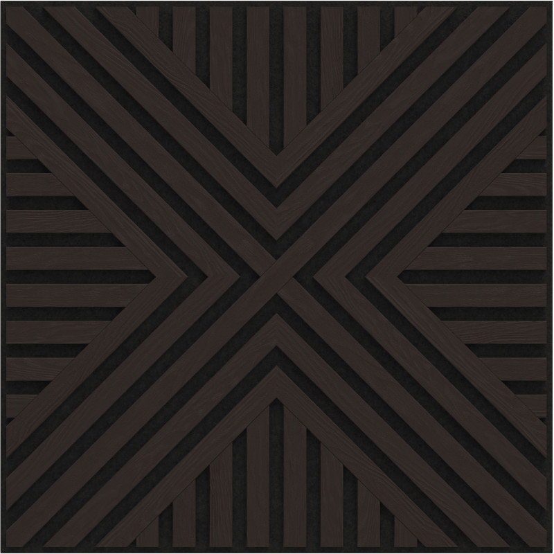 Mexen Linea 06 pannello a parete acustico 60 x 60 cm (4 pezzi), feltro 9 mm, impiallacciatura tecnica, Rovere Nero
