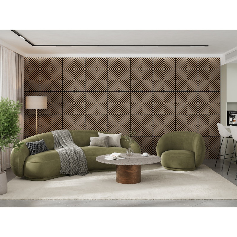 Mexen Linea 01 akoestisch wandpaneel 60 x 60 cm (4 stuks), vilt 9 mm, technisch fineer, Licht Noten - S110-60607-01-047