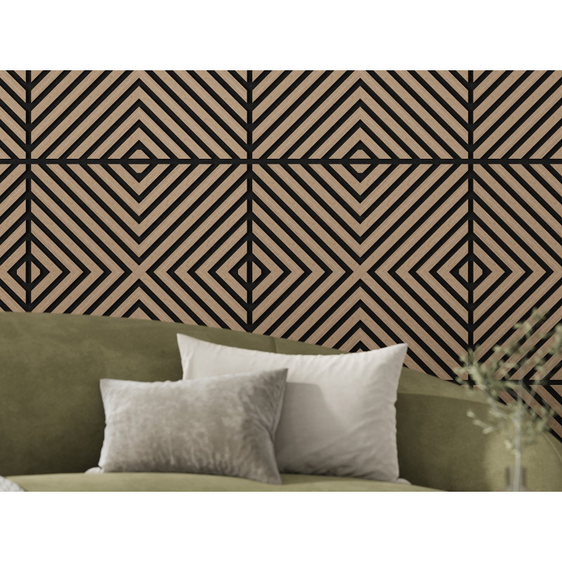 Mexen Linea 01 pannello da parete acustico 60 x 60 cm (4 pz), feltro 9 mm, impiallacciatura tecnica, Noce Chiaro