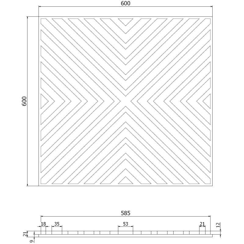 Mexen Linea 01 panel ścienny akustyczny 60 x 60 cm (4szt.), filc 9 mm, fornir techniczny, Jasny Orzech - S110-60607-01-047