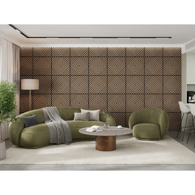 Mexen Linea 03 pannello a parete acustico 60 x 60 cm (4 pezzi), feltro 9 mm, impiallacciatura tecnica, Noce Chiaro