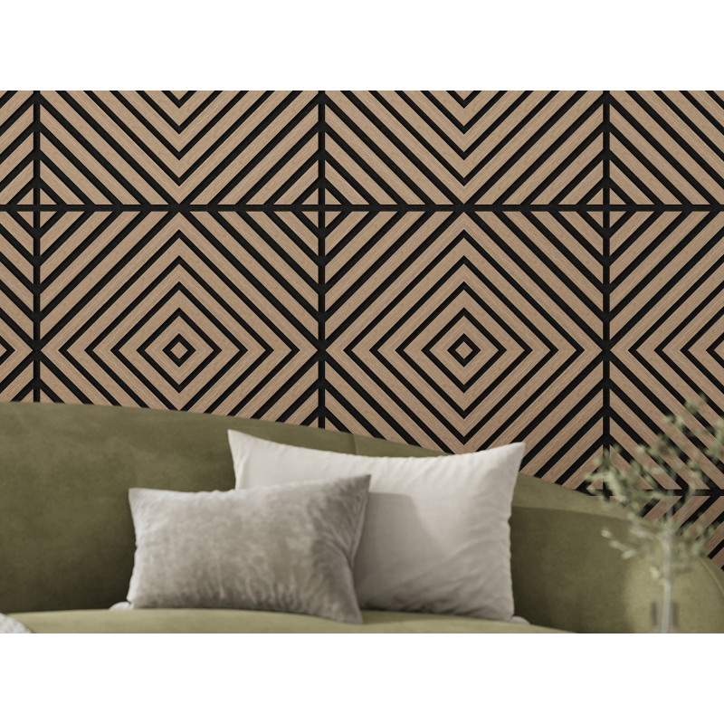 Mexen Linea 03 akustisk väggpanel 60 x 60 cm (4 st.), filt 9 mm, teknisk fanér, Ljus Valnöt - S110-60607-03-047