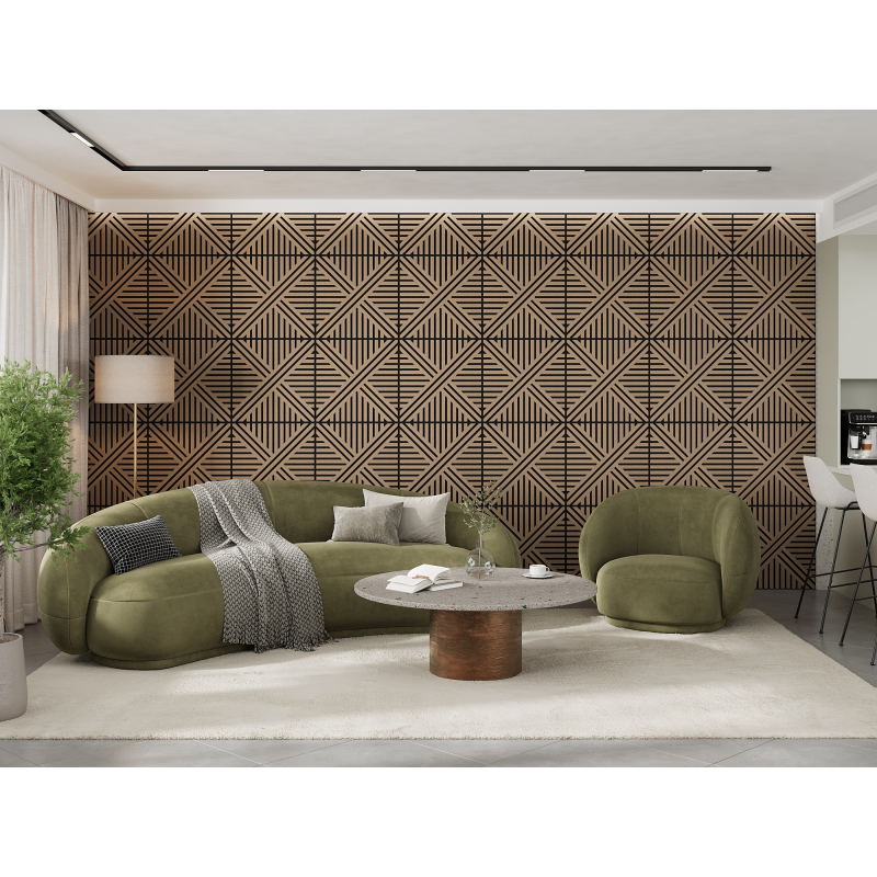 Mexen Linea 05 panel ścienny akustyczny 60 x 60 cm (4szt.), filc 9 mm, fornir techniczny, Jasny Orzech - S110-60607-05-047