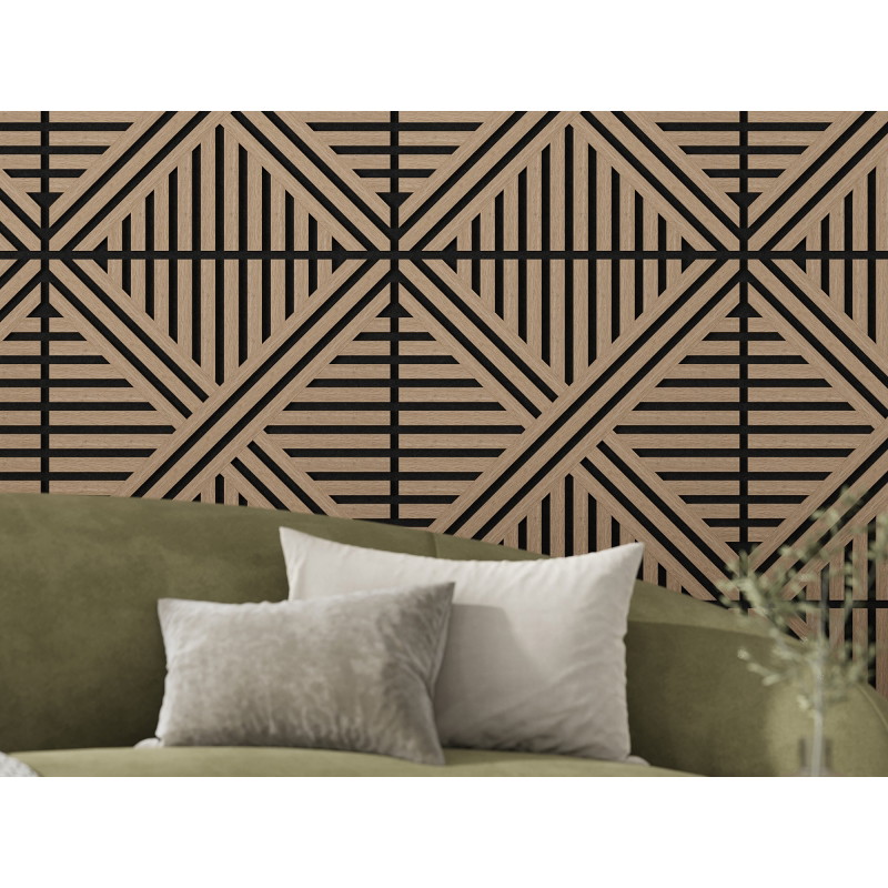 Mexen Linea 05 akoestisch wandpaneel 60 x 60 cm (4st.), vilt 9 mm, technisch fineer, Licht Noten - S110-60607-05-047