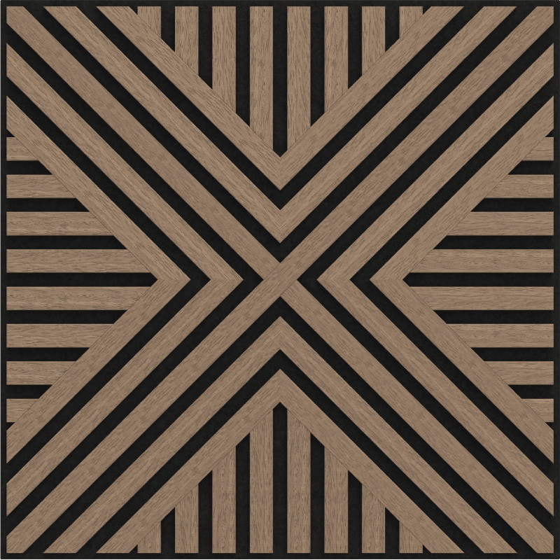 Mexen Linea 06 pannello acustico da parete 60 x 60 cm (4 pezzi), feltro 9 mm, impiallacciatura tecnica, Noce Chiaro