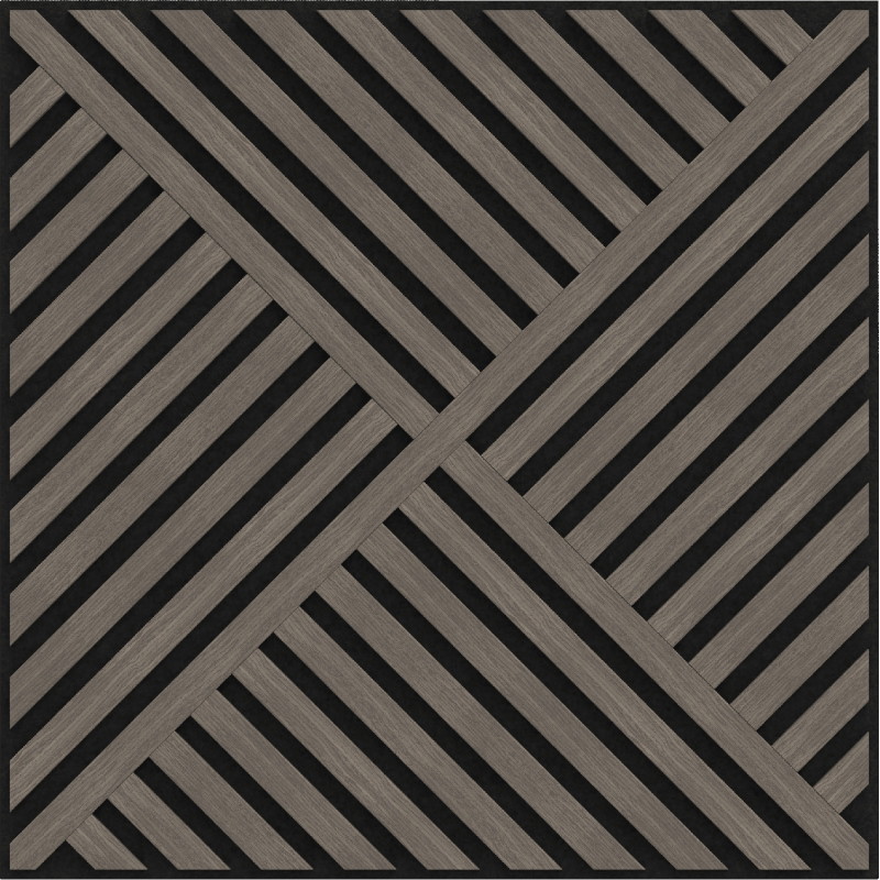 Mexen Linea 08 panel de pared acústico 60 x 60 cm (4 piezas), fieltro 9 mm, chapa técnica, Roble Gris - S110-60607-08-043